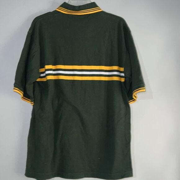 Faded Glory Polo Shirt Men's M Green with Yellow White Stripe #84 on Chest - Picture 8 of 8
